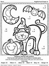 Halloween Coloring Color Math Number Pages Code Worksheets Addition 1st Puzzles Numbers Codes Grade Problems Puzzle Graders Printable First Maths sketch template