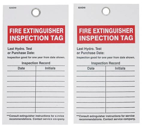 pack fire extinguisher inspection tags  string sided cardstock