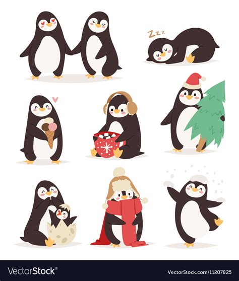 penguin set characters royalty  vector image