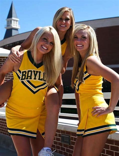 baylor university blonde cheerleader trio all stunning beauties hot cheerleaders football