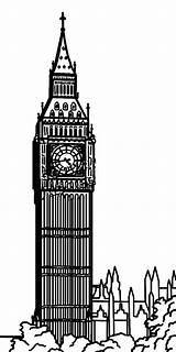 Coloring Clock Tower Pages Kids Netart sketch template