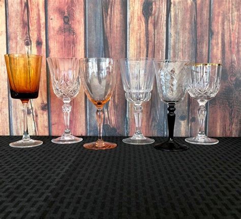 Mismatched Vintage Glassware Mixed Colored Glasses Set Of 6 Boho