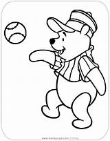 Winnie Pooh Coloring Disneyclips Pages Sports Playing Baseball sketch template
