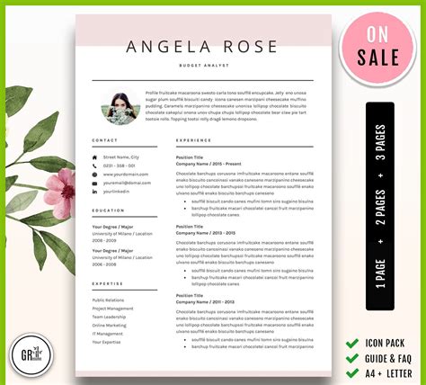 Resume Template Professional Cv Template For Word Us Letter And A4