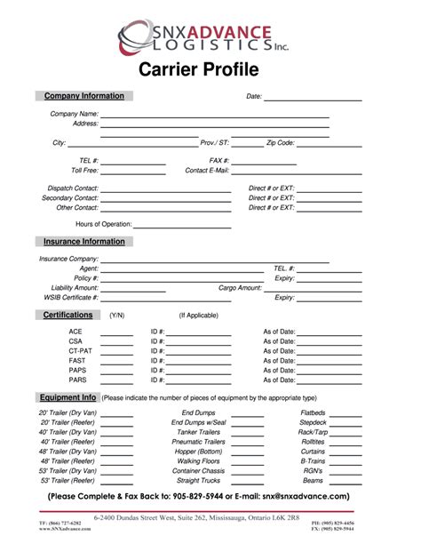 carrier profile template fill  printable fillable blank pdffiller