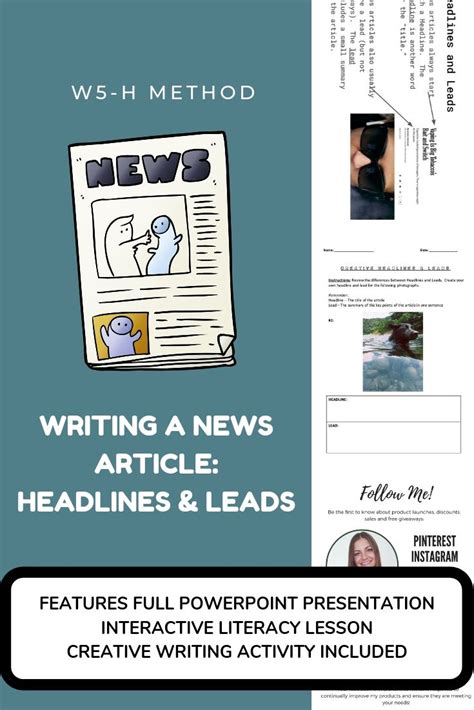 newspaper article headlines  leads wh lesson  digital writing