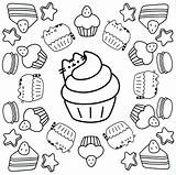 Pusheen Coloring Pages Kids Cupcake sketch template