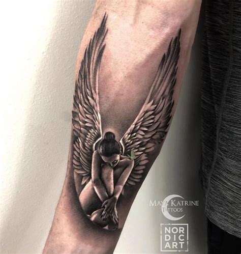 20 Lovely Light And Disturbingly Dark Angel Tattoos Dark Angel Tattoo