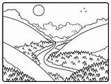 Draw Anyong Lupa Mga مشاهد للتلوين Mountains sketch template