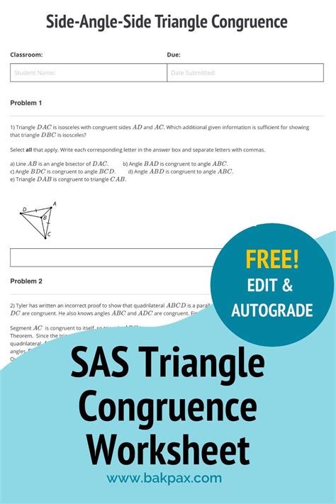 Free Side Angle Side Triangle Congruence Geometry