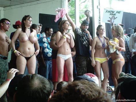 topless girls at an miss contest naked and nude in public pics