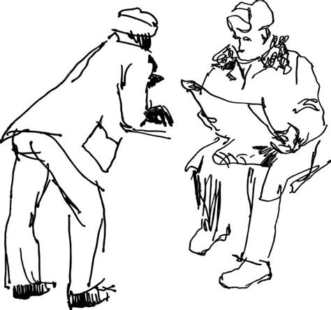 drawing of two people sitting on a bench illustrations