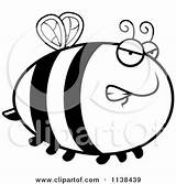 Bee Angry Cartoon Outlined Chubby Clipart Thoman Cory Coloring Vector Smiling sketch template