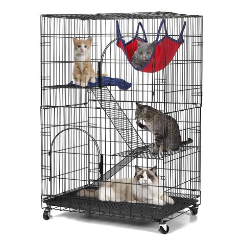 pawgiant  tier cat cage pets playpen cat kennel ferret crate folding