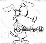 Banjo Clipart Musician Playing Dog Illustration Cartoon Royalty Toonaday Vector Leishman Ron sketch template