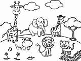 Coloring Wild Pages Animals Animal Cute African Kids sketch template