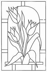Stained Pages Glass Coloring Tulips Patterns Tulip Color Dibujos Acoloringbook Para Pattern sketch template