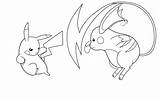 Raichu Pikachu Lineart Kleurplaat Kleurplaten Getdrawings Eevee Evolutions sketch template