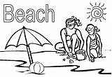 Coloring Beach Pages Printable Kids sketch template