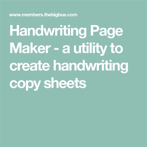 handwriting page maker  utility  create handwriting copy sheets