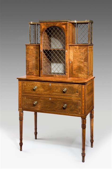 antique regency rosewood ladies secretaire display cabinet