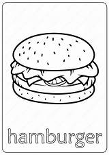 Hamburger Coloring Outline Printable Pages Color sketch template
