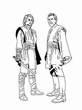 Wars Obi Wan Kenobi Anakin Getcolorings Colouring sketch template