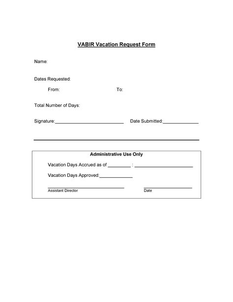 vacation request form template printable templates