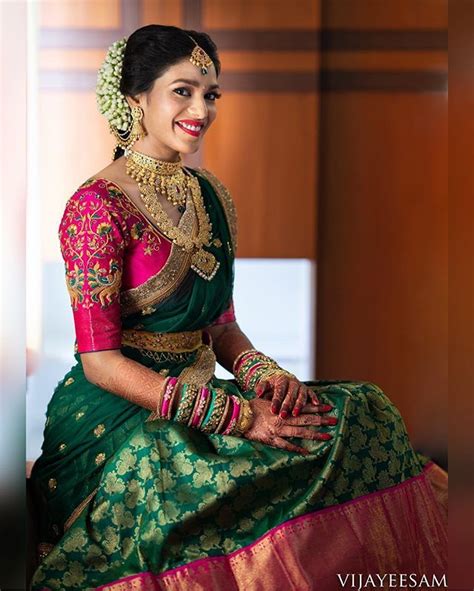 pink  green combination    time favourite bride athindujadatta   south