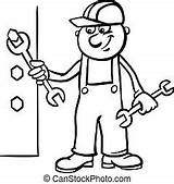 Coloring Worker Wrench Cartoon Illustration Clipart Pick Stock Workman Vector Illustrations Clip Canstockphoto sketch template