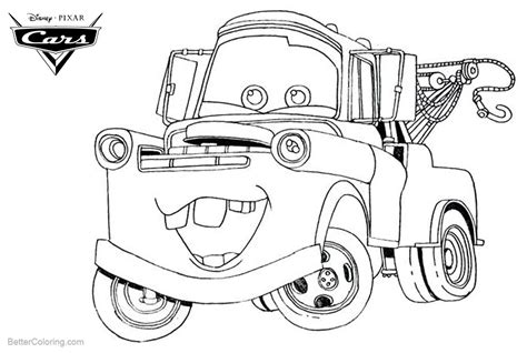 cars pixar coloring pages tow mater  printable coloring pages