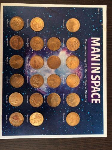 man  space commemorating  token coin set manned space