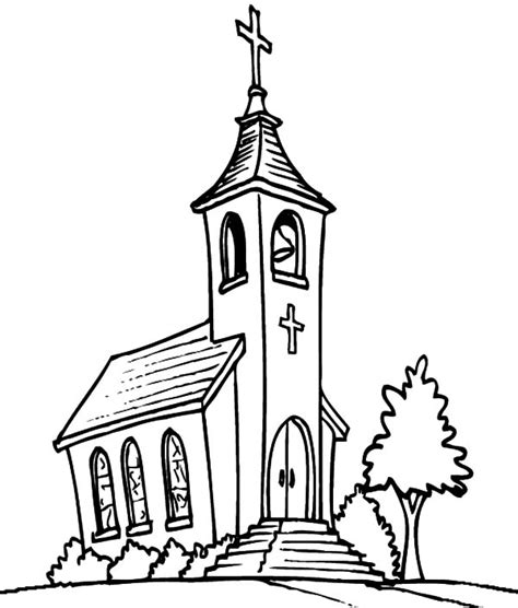 church tower  bell coloring pages  place  color