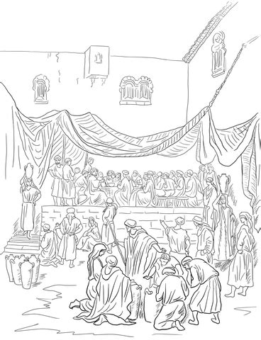 marriage feast  cana coloring page supercoloringcom