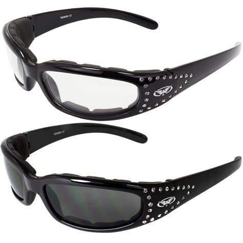 Set Of 2 Women Motorcycle Padded Sunglasses Glasses Clear And Smoked