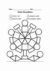 Shape Color Kindergarten Worksheet Worksheets Printable Prepared Time sketch template