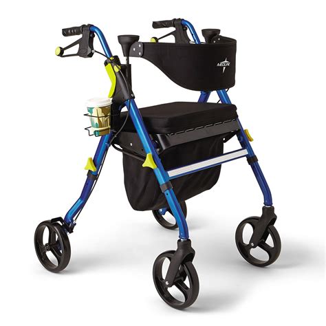 medline premium empower rollator walker  seat folding rolling walker    wheels