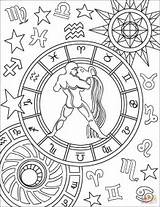 Zodiac Aquarius Zodiaco Acuario Signo Signos Symbol Sagittarius Supercoloring Zodiaku Znaki Drukuj sketch template