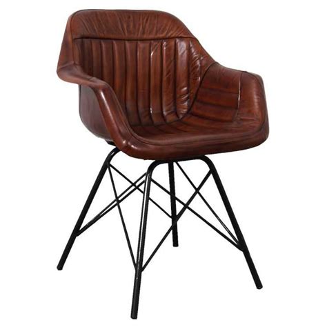 Leather Metal Dining Chair Industrial Leather Dining Chair