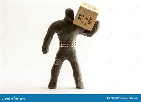 plasticine man stock image image  cube carrying modeling