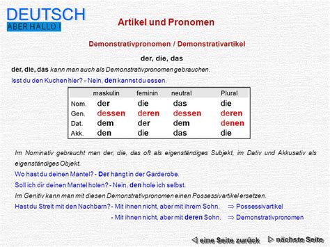deutsch artikel und pronomen naechste seite  video
