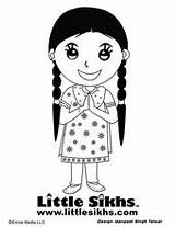 Coloring Little Pages Girl Sikh Sikhs Fun Books Preschool Babysitting Around sketch template