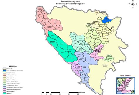 Administrativna Karta Federacije Bosne I Hercegovine – Federalni Zavod
