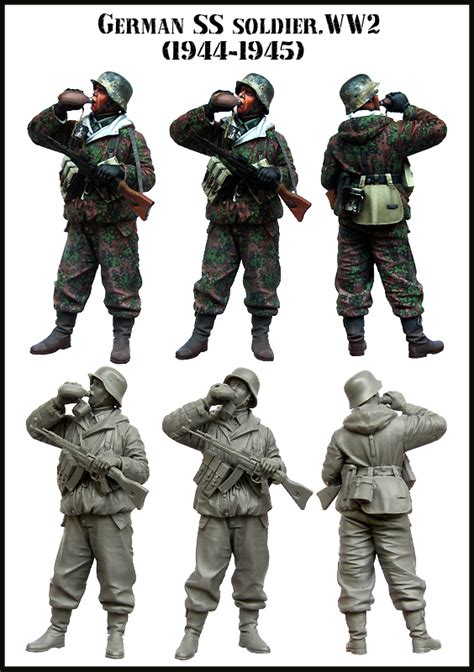 1 35 resin figure model kit wwii german ss soldier unassambled