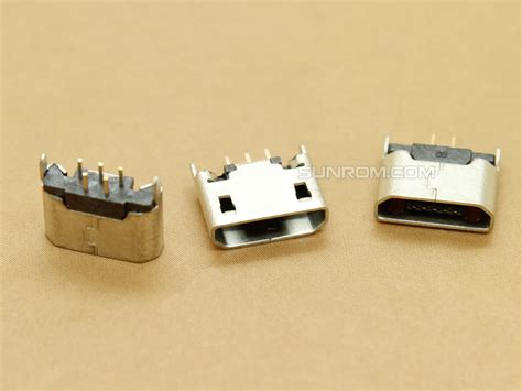 Micro Usb Connector B Female 5 Pin Through Hole Vertical Mounting
