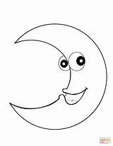 Moon Coloring Crescent Pages Printable Smiling Cartoon Template Templates Categories sketch template