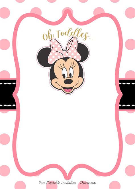 printable minnie mouse head smiling invitation template