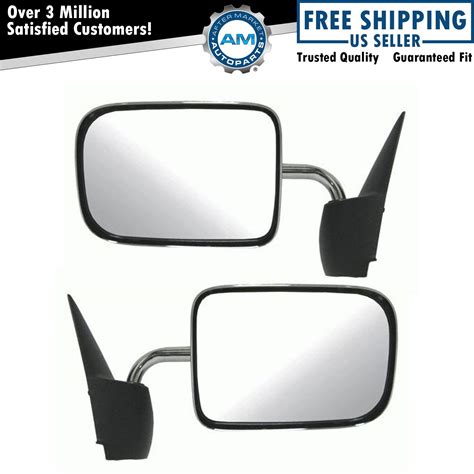 chrome manual side view mirror leftright pair set    ram pickup truck ebay