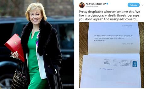 andrea leadsom gets death threat from real 48 per cent daily mail online
