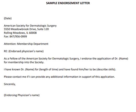 sample endorsement letters writing letters formats examples